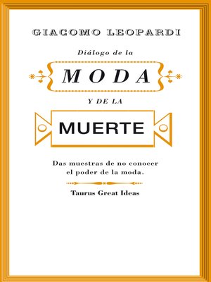 cover image of Diálogo de la moda y de la muerte (Serie Great Ideas 30)